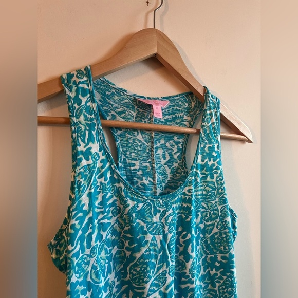 Lily Pulitzer Blue and White Lobster Seashell Print Sleeveless Tank Dress - Picture 3 of 8